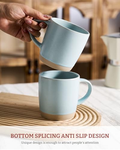 famiware Coffee Mugs Set of 4, Milkyway 13 oz Ceramic Cup Set with Handle - color: Milkyway-Light Blue, size: 4 Count (Pack of 1)