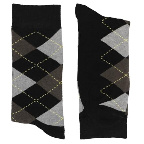 tiemart Men's Socks, Fits Men's Shoe Sizes 8-12 - color: Black and Graphite Gray Argyle