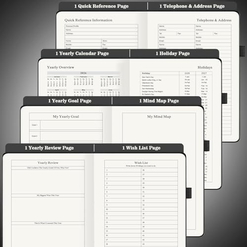 Undated Daily Planner with To Do List, 365 Days Planner for ADHD(A5, Black) - color: Black