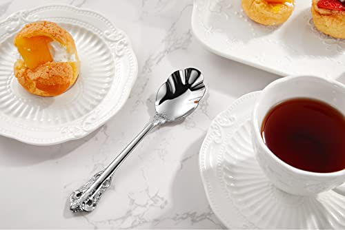 KEAWELL Premium Luxury 4-Piece 6-Inch Tea Spoon Set (Silver) - color: Silver