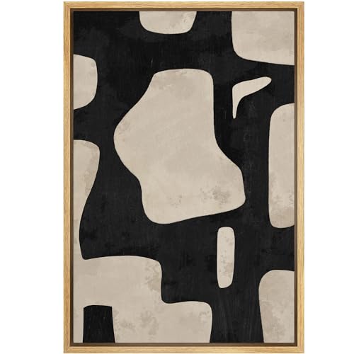 SIGNFORD Framed Canvas Print Wall Art Abstract Art with Curved Shapes Illustrations Modern Art Decorative Boho Relax/Zen Nordic for Living Room, Bedroom, Office - 16"" x24 Natural - color: Ac03-2403-b03, size: 24"L x 16"W