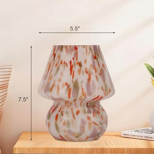 Mushroom Lamp with LED Bulb, Small Glass Bedside Lamp - color: Dusty Rose&Burnt Orange