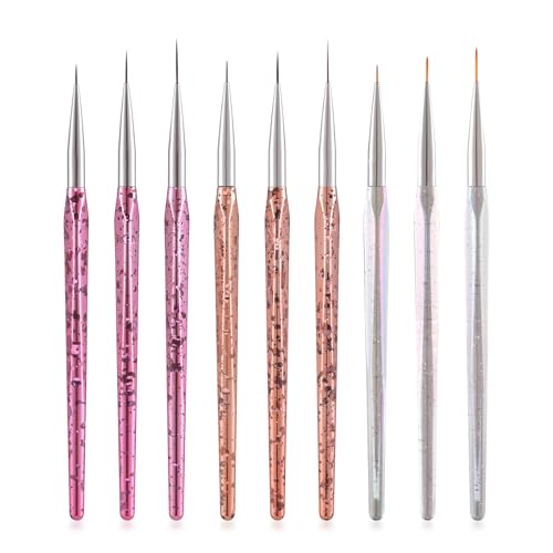 9PCS Liner Brushes for Nails Professional Long Liner Nail Art Brush - color: Set