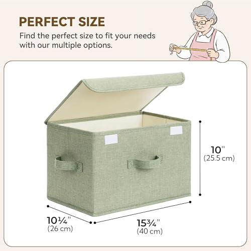 GRANNY SAYS Memory Keepsake Storage Box, Fabric Storage Bins with Lids - color: Sage Green, size: Large