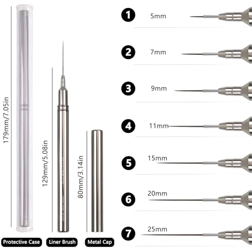 Metallic Nail Art Pen & Liner Brush Set, UV Gel Polish Painting Nail Design Tools for Crisp Long Lines, Tiny Details & Fine Drawing, Manicures Brushes for Women (Sizes 20mm) - color: Liner Brushes (20mm)