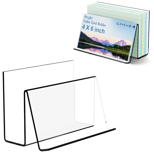 Boloyo Acrylic Index Card Display Holder, 4 X 6 inch, 1PC Clear Cards Holder Stand Organizer Desktop Business Card Holders for Home Office School Desktop Card Storage 200 Capacity - color: 4 X 6 inch, size: 1PC