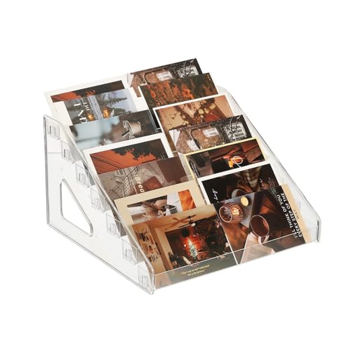 PATIKIL 7 Tier Acrylic Card Display Stand, Portable Postcard Rack Holder Organizer Versatile Display for Trading Cards Baseball PSA Stickers Stamp, Clear - color: Clear, style: 7 Tier