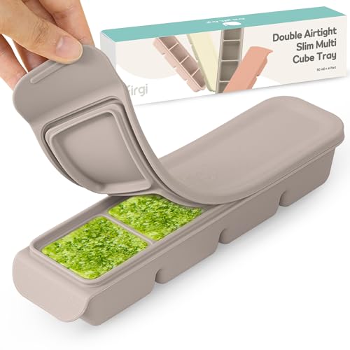 1.7 oz/4 Sections Silicone Ice Cube Freezer Tray with Lid, 100% Food-Grade Platinum Silicone,Leak Resistance & Dishwasher Safe for Baby Food Prep,Breast Milk,Purees - Korean Made, Gray - color: Gray, size: 1.7oz/4ct â 1 Pack