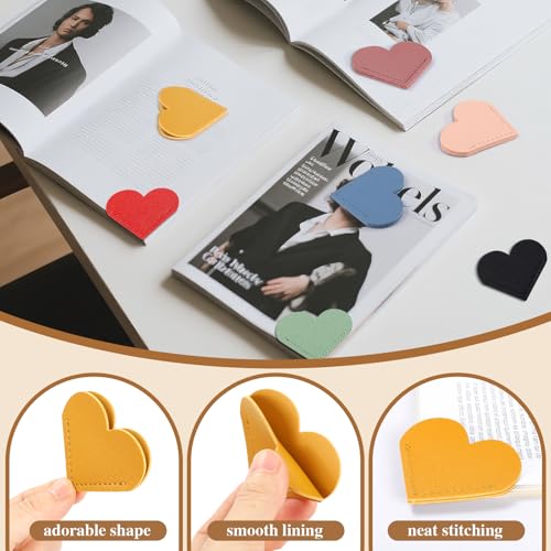 AMDBHC 12 Pcs Bookmark Cute Bookmarks Leather Heart Book Marks for Women Men Kids Book Lovers Page Markers for Reading Teacher Students Appreciation Gifts School Office Supplies, 12 Colors
