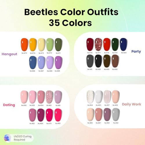 Beetles Gel Nail Polish Kit with U V Light - 68Pcs Gel Nail Kit 35 Colors - color: C-Outfit Collection