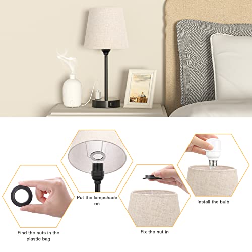 Bedside Table Lamps Set 2 for Bedroom - Dimmable Touch, USB C+A, AC Outlet - color: Beige