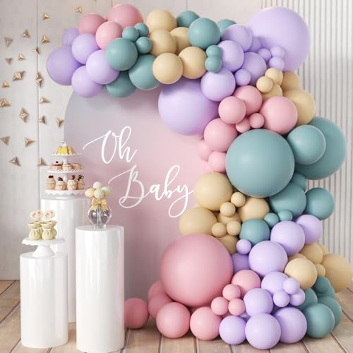Pastel Pink Purple Blue Balloon Garland Arch Kit (166 PCS) - color: Blue-pink-purple