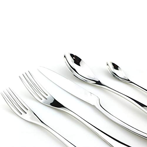 JASHII 18/0 Stainless Steel 24 Piece Mirror Polished Silver Flatware Set,Dinner Knife Steak Knife Salad Fork Dessert Coffee Spoon，Service for 4 ，Silverware Utensil Sets - color: 24pcs/4-set