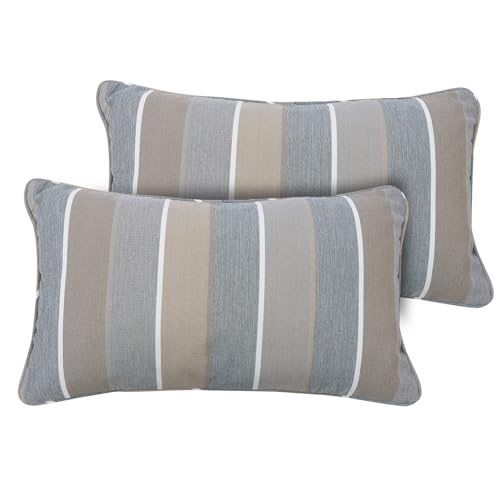 FUNHOME Outdoor Lumbar Pillow Covers 12X20 Inch, No Insert-Grey Stripe - color: Grey Stripe, size: 20"L x 12"W