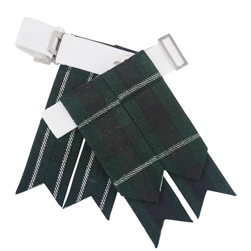 EZE Kilt Flashes for Men with Heavy Buckle Adjusters, Plain & Tartan Kilt Sock Flashes Acrylic Wool - color: Graham Modern