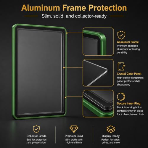 PSA Slab Case, Magnetic 9-Point Lock Display Protector,Green - color: Green