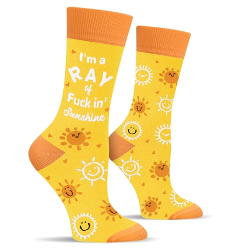 Funny Socks for Women and Teenage Girls, Cute Crazy Unique Novelty Gifts - color: C-ray-yellow-1