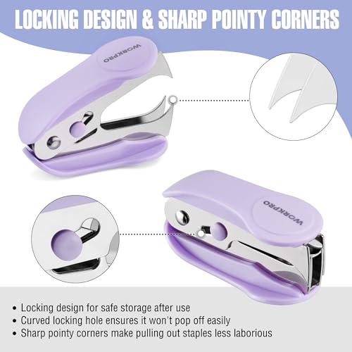 WORKPRO Small Stapler with Staples, Cute Purple Stapler Set, Lock Design - color: Purple
