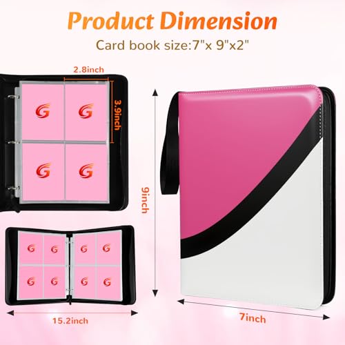 Premium Trading Card Binder, 4 Pocket Trading Card Binder for Pokemon TCG - color: Pink, size: Large