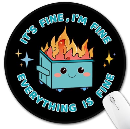 Hancynir Funny Mouse Pad, Dumpster on Fire Round Mousepad for Office Desk - color: Cute Dumpsters Blue