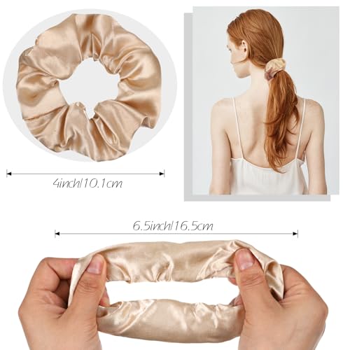Hoteam 200 Pcs Satin Hair Scrunchies Bulk Ponytail Holders, Brown - color: Brown