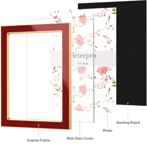 eletecpro 4x6 Enamel Picture Frame with Real Glass Cover, Red, 2-Pack - color: Red, size: 4x6