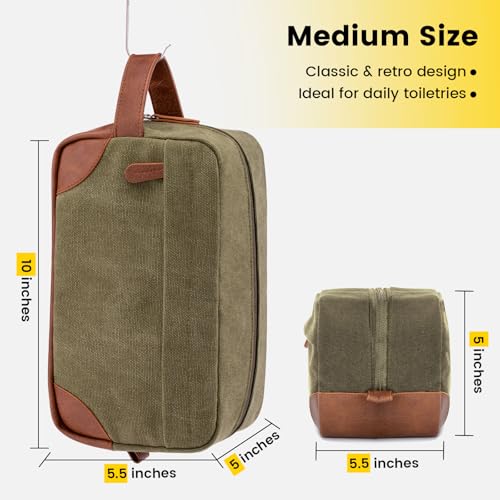 Vorspack Canvas Travel Toiletry Bag for Men, Medium, Green - color: Green, size: Medium
