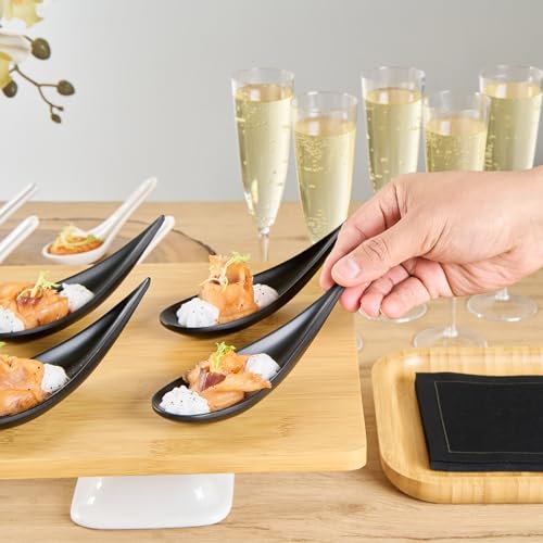 Restaurantware Black Melamine Teardrop Tasting Spoon, 4.3 In, 10 Pack - color: Black