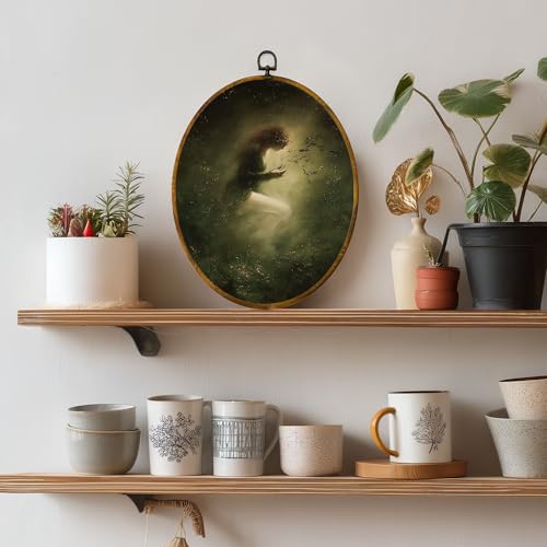 zewepri Forest Nymph Dark Academia Oval Canvas Art - color: Forest Spirit