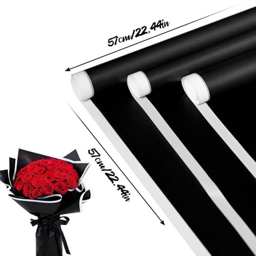 CCIJESW 20 Sheets Flower Bouquet Wrapping Paper Black-2 - color: 022-Slightly Transparent Black