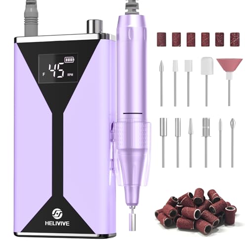 Professional Electric Nail Drill 45000RPM Cordless Nail File - color: Purple