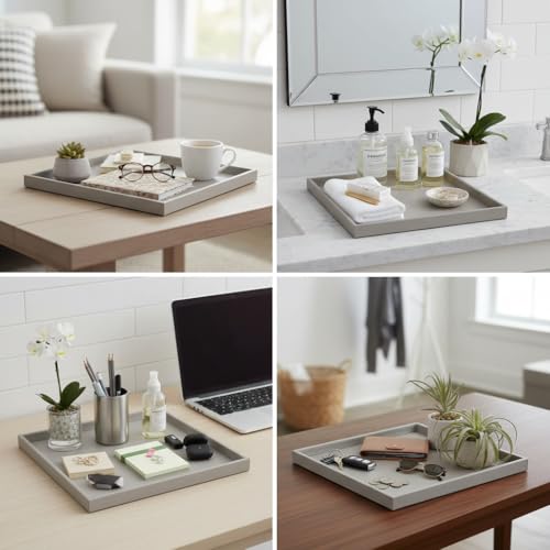 30 * 30 Inch Rectangular Ottoman Tray | Textured PU Leather, Waterproof & Heat-Resistant Storage for Coffee/Dining Tables, Sofa, Bed, Entertainment & Party (Tranquil Beige, 30 * 30in) - color: Tranquil Beige, size: 30" x 30" x 1.5"