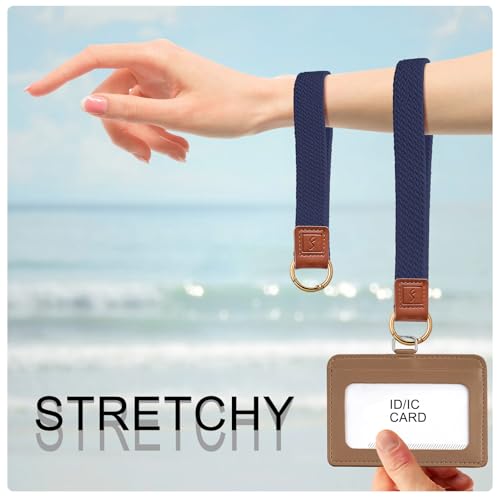 Fishent Stretchy Key Chain, Cute Keychain Wristlet, Upgraded Woven Wrist Lanyard for Keys, Key Chains for Women Men Car Keys ID Badges Card Wallet Phone, Atlantic Blue - color: Atlantic Blue