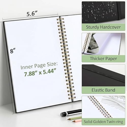 Forvencer 2 Pack Blank Spiral Notebook, 8"x 5.6"Hardcover Sketch Book - color: Blue