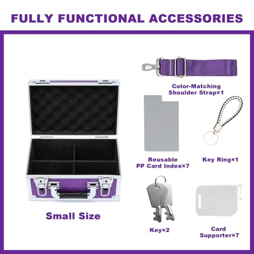 Collectable Trading Card Cases, Toploaders Storage Box, Magnetic Card Storage Hard Cabinet, Graded Card Storage Case, Sports & Trading Collector Storage Box (Purple) - color: Purple, size: Small