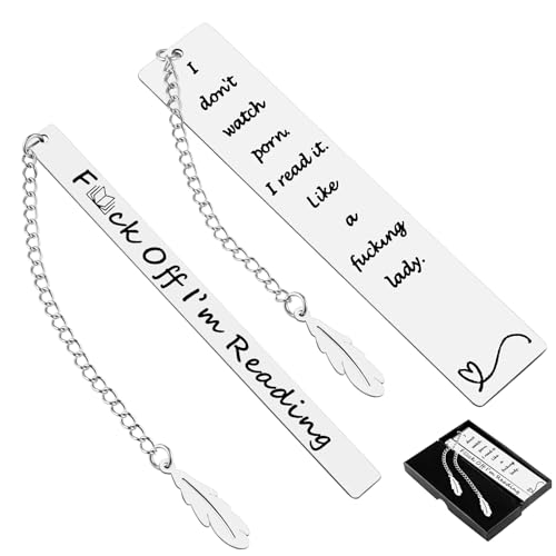 2Pcs Funny Smutty Bookmark Gifts for Men Book Lover Metal Book Mark Stainless Steel Bookmark Inspirational Women Reading Accessories Unique Friend Coworker Teacher Gifts Male Christmas Birthday Gift - style: Aa-funny