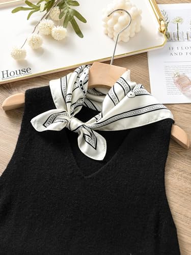 100% Mulberry Silk Scarf - 21" Square Lightweight Neckerchief, Gift Packed - color: White-5