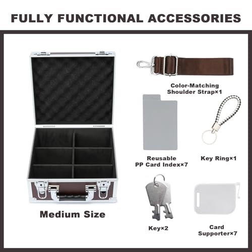 Collectable Trading Card Cases, Toploaders Storage Box, Magnetic Card Storage Hard Cabinet, Graded Card Storage Case, Sports & Trading Collector Storage Box (Coffee) - color: Coffee, size: Medium