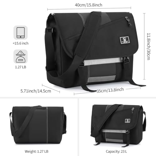 OIWAS Messenger Bag for Men 15.6 Inch Satchel Bag Men Crossbody Bag, Black - color: Black, size: 15.6 Inch