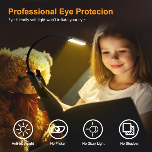 Gritin 9 LED Rechargeable Book Light for Reading in Bed - color: ‎Black