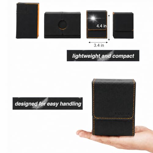 Venssu MTG Deck Box with Commander Display Window (Black&Orange, 1 window) - color: Black and Orange