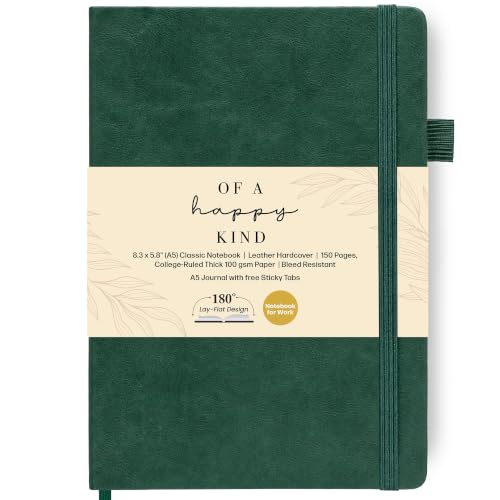 A5 Leather Bound Journal Green 5.8x8.3" Lined Notebook 300 Pages - color: Green, size: A5 300 Pages