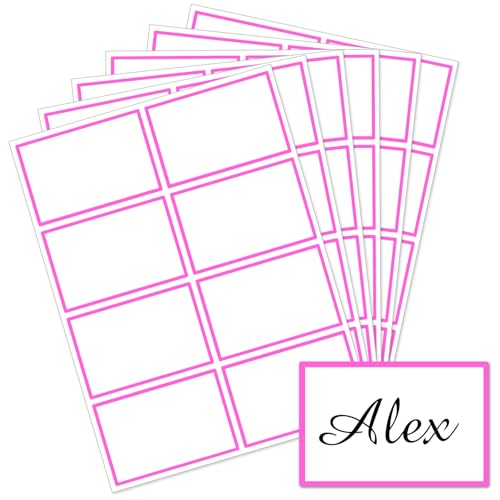 Starboling Pink Plain Name Tag Stickers, 200 Pcs 3"x2", Colorful Border, Office, School & Home - color: Pink Rectangle