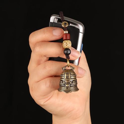 Brass Decorative Bells Keychain, Hanging Lucky Bell for Car Keys or Backpack as Good Luck Charms - style: Dong Huang Bell