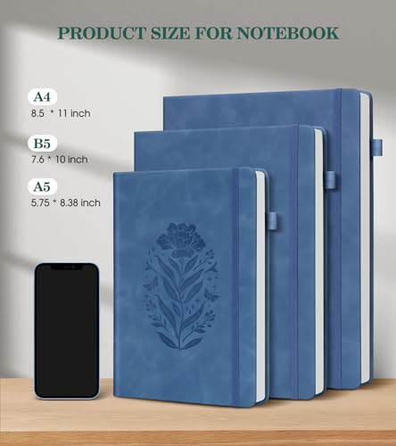 Lined Journal Notebook for Women, A5 Hardcover Leather Journals for Writing, 200 Pages Thick Travel Daily Journal, College Ruled Notebook for Work School, Note Taking,5.75'' X 8.38'' Darkblue - color: darkblue