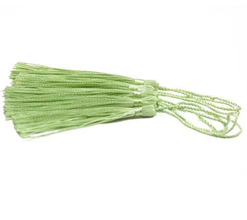 100Pcs 5 Inch Silky Bookmark Tassels for Jewelry, Souvenir(Grass Green) - color: Grass Green