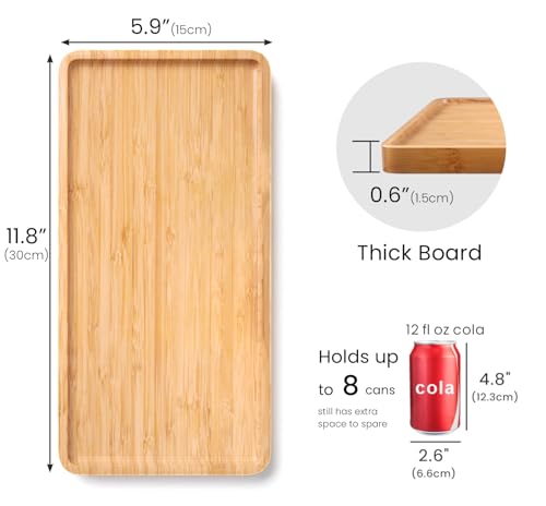 VERTORGAN Bamboo Serving Tray,11.8x5.9 Inch Trays,Home Decor(Natural) - color: Natural, size: 11.8" x 5.9" x 0.6"