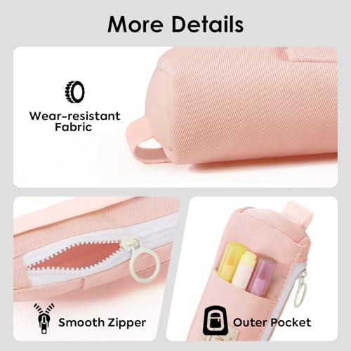 MoKo Elastic Pen Holder for Notebook, Adjustable Zipper Pouch, Pink - color: Pink