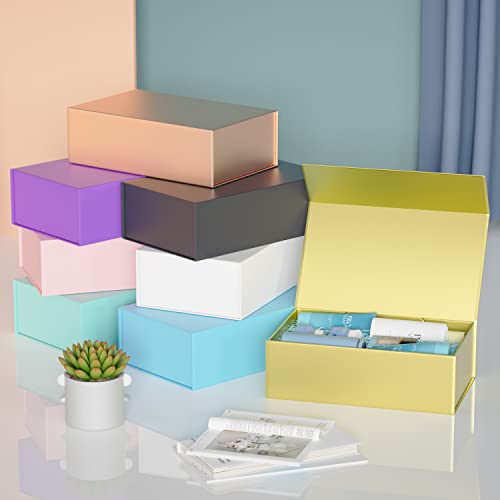 RYDDOY Gold Gift Box, 9.5x6x3'' Gift Boxes with Lids for Presents - color: Gold, size: 9.5 x 6 x 3 Inch