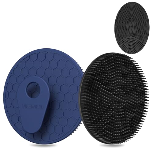 INNERNEED Silicone Body Scrubber Gentle Exfoliating Brush Set, Black+ Blue - color: (Set2) Black+dark Blue